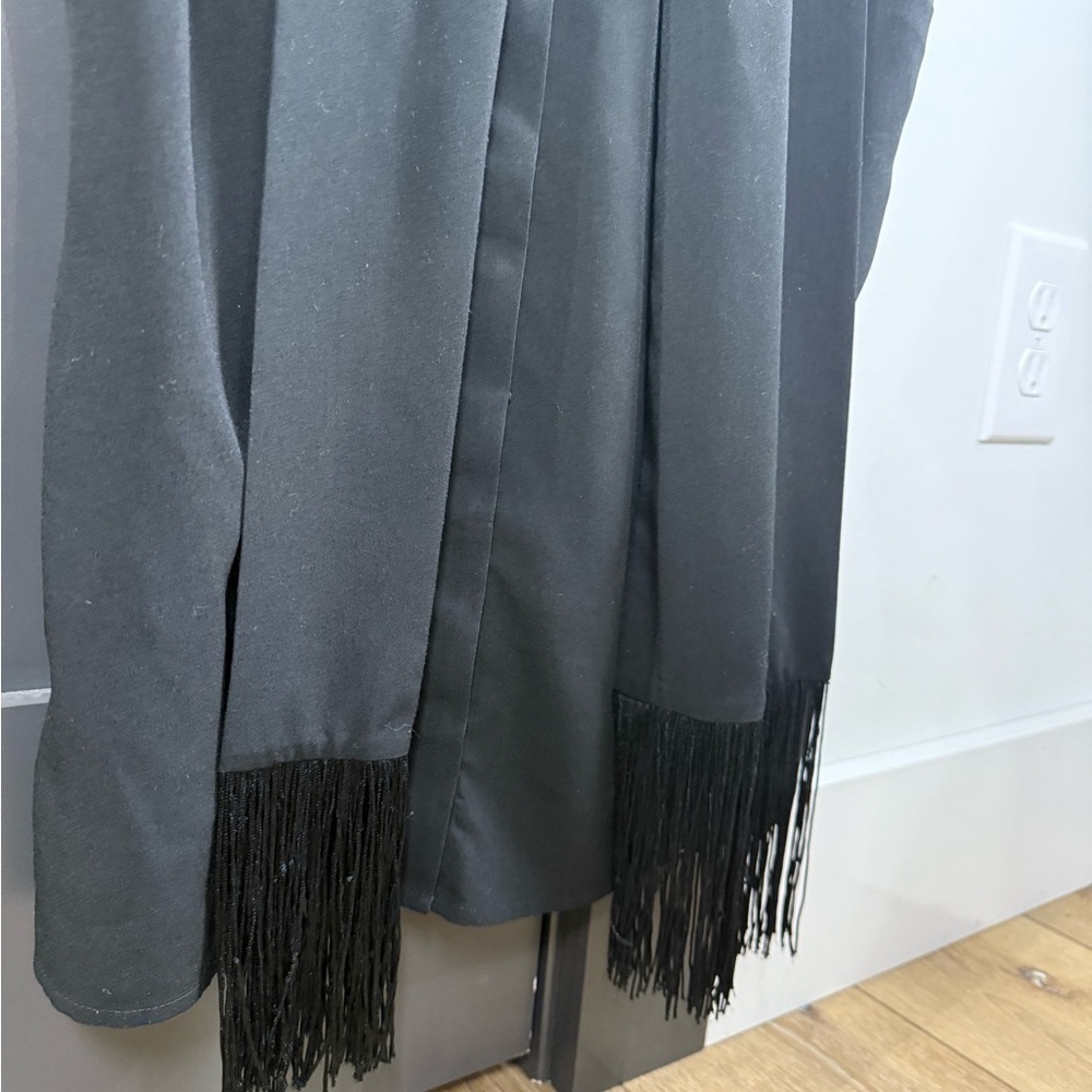 CAbi Blouse Women’s Small Black Fringe Scarf Top Tank Sleeveless Western - Picture 4 of 10